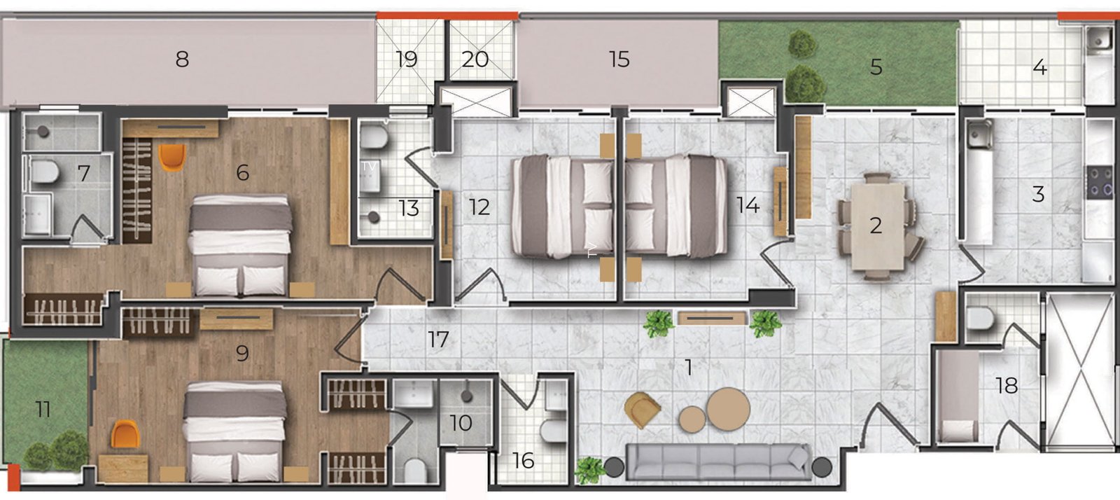 4BHK Floor plan of a 2-bedroom apartment with kitchen, living room, and bathroom. Luxury Living in Haridwar
